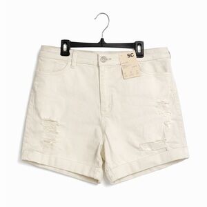 SO Juniors White Denim Shortie Shorts Size 5 NWT High Rise Summer